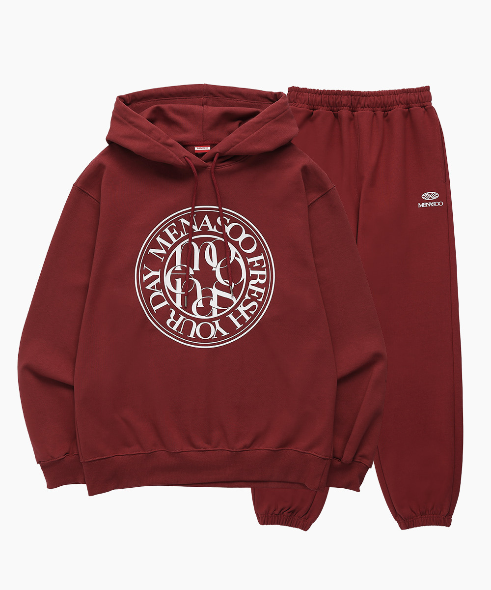 MNS COTTON HOODIE TRACK SET_RED